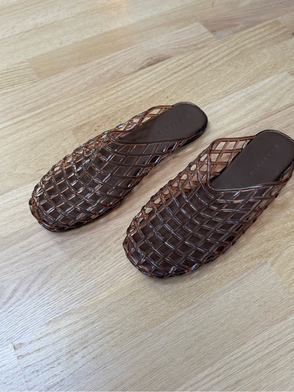 Woven Slip-On Mules in Brown